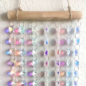 23" 7 Dangling Strands AB Crystal Prisms Suncatcher Curtain Sun Hangng New